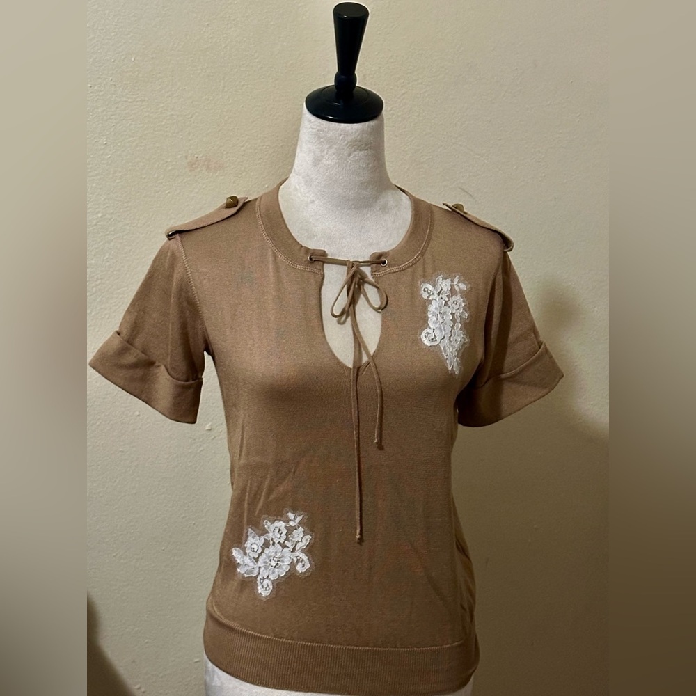 Valentino Tan and Cream Cotton Fabric